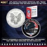 Atlanta Falcons Official NFL Team Colorized 1oz Silver Eagle $1 w/ COA Grades Other Toy