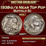 1938-d/s Buffalo Nickel Near Top Pop 5c ms67+ SEGS