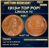 1913-p Lincoln Cent TOP POP! 1c ms67 rb SEGS