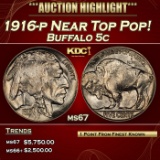 1916-p Buffalo Nickel Near Top Pop! 5c ms67 SEGS