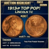 1913-p Lincoln Cent TOP POP! 1c ms67+ rd SEGS