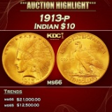 1913-p Gold Indian Eagle $10 ms66 SEGS