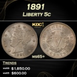 1891 Liberty Nickel 5c ms65+ SEGS