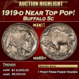 1919-d Buffalo Nickel Near Top Pop! 5c ms65+ SEGS