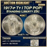 1917-p Ty I Standing Liberty Quarter TOP POP! 25c ms67+ fh SEGS