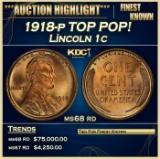 1918-p Lincoln Cent TOP POP! 1c ms68 rd SEGS