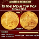 1910-d Gold Indian Eagle Near Top Pop $10 ms66+ SEGS