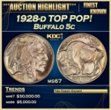1928-d Buffalo Nickel TOP POP! 5c ms67 SEGS