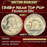 1948-p Franklin Half Dollar Near Top Pop 50c ms67+ fbl SEGS