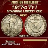 1917-d Ty I Standing Liberty Quarter 25c ms67 fh SEGS