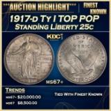 1917-d Ty I Standing Liberty Quarter TOP POP 25c ms67+ SEGS