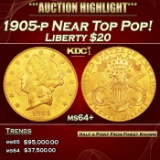 1905-p Gold Liberty Double Eagle Near Top Pop! $20 ms64+ SEGS