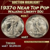 1937-d Walking Liberty Half Dollar Near Top Pop 50c ms67 SEGS