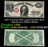 1917 $1 Large Size Legal Tender Note Grades vf++ Signatures Elliott/White