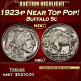 1923-p Buffalo Nickel Near Top Pop! 5c ms67 SEGS