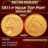 1911-p Gold Indian Half Eagle Near Top Pop! $5 ms65+ USCG