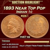 1893 Proof Indian Cent Near Top Pop 1c pr67 rb SEGS