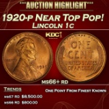 1920-p Lincoln Cent Near Top Pop! 1c ms66+ rd SEGS