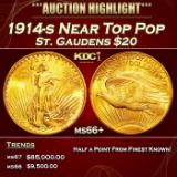 1914-s Gold St. Gaudens Double Eagle Near Top Pop $20 ms66+ SEGS