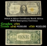 1935A $1 Silver Certificate North Africa WWII Emergency Currency Grades vf+