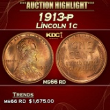 1913-p Lincoln Cent 1c ms66 rd SEGS