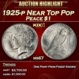 1925-p Peace Dollar Near Top Pop $1 ms67 SEGS