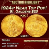 1924-p Gold St. Gaudens Double Eagle Near Top Pop! $20 ms67+ SEGS