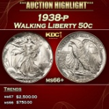 1938-p Walking Liberty Half Dollar 50c ms66+ SEGS