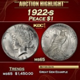 1922-s Peace Dollar $1 ms65 SEGS