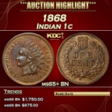 1868 Indian Cent 1c Grades ms65+ BN