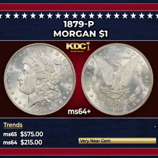 1879-p Morgan Dollar $1 Grades ms64+