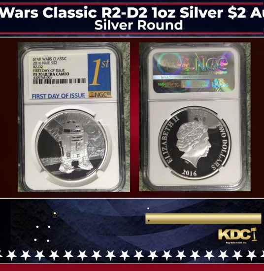 NGC NGC 2016 Star Wars Classic R2-D2 1oz Silver $2 Australlian Tuvalu Proof pr70 dcam NGC Other Toy