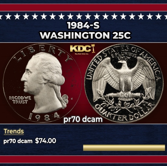 1984-s Proof Washington Quarter 25c pr70 dcam SEGS