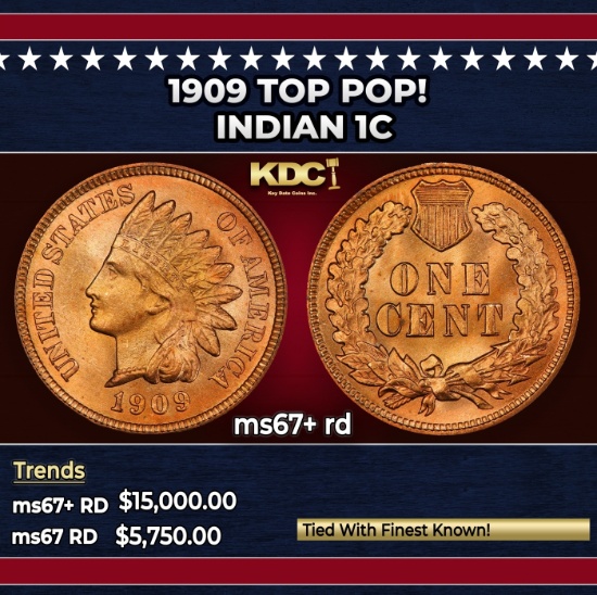 1909 Indian Cent TOP POP! 1c ms67+ rd SEGS