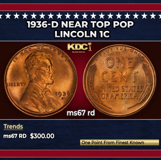 1936-d Lincoln Cent Near Top Pop 1c ms67 rd SEGS