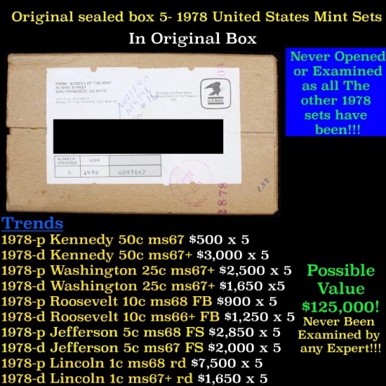 Original sealed Box of 5x 1978 United States Mint Set's