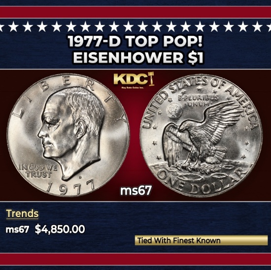 1977-d Eisenhower Dollar TOP POP! $1 ms67 SEGS