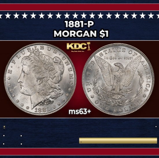 1881-p Morgan Dollar $1 Grades ms63+