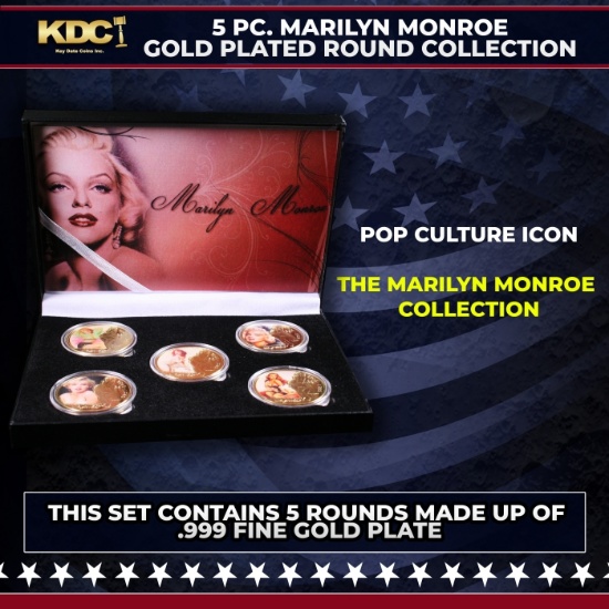 5 Coin Marilyn Monroe Gold Plated Round Collection