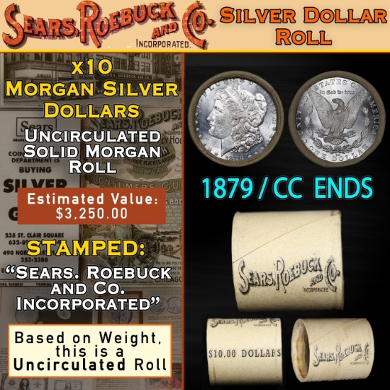 A- 10 SEARS UNC Morgan Dollar $1 CC End 1879 & CC Ends