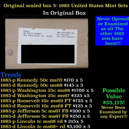 Original sealed box of 5x 1985 United States Mint Sets