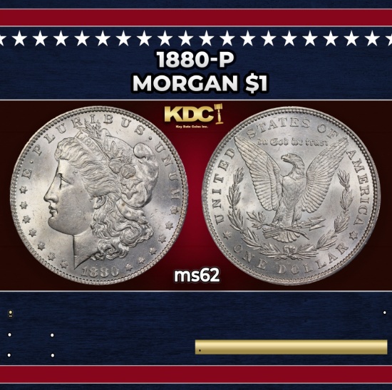 1880-p Morgan Dollar $1 Grades ms62
