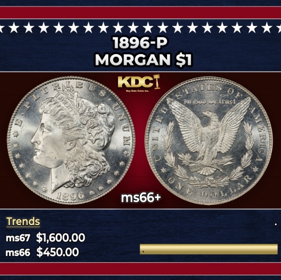1896-p Morgan Dollar $1 ms66+ SEGS