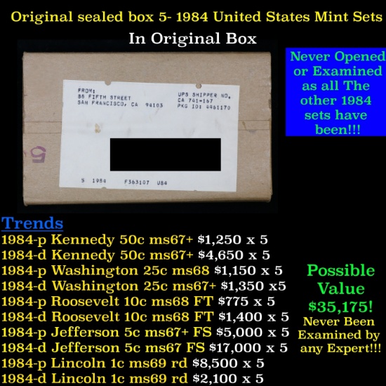 Original sealed box 5- 1984 United States Mint Sets