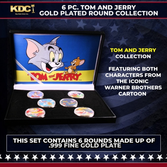6 Coin Tom and Jerry Gold Plated Round Collection