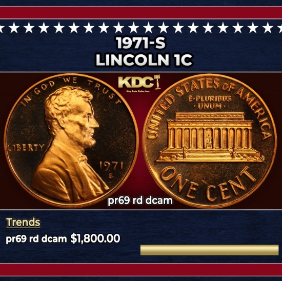 1971-s Proof Lincoln Cent 1c pr69 rd dcam SEGS