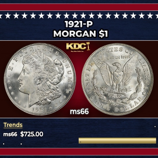 1921-p Morgan Dollar $1 Grades ms66