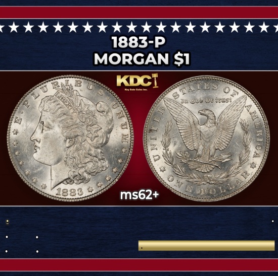 1883-p Morgan Dollar $1 Grades ms62+