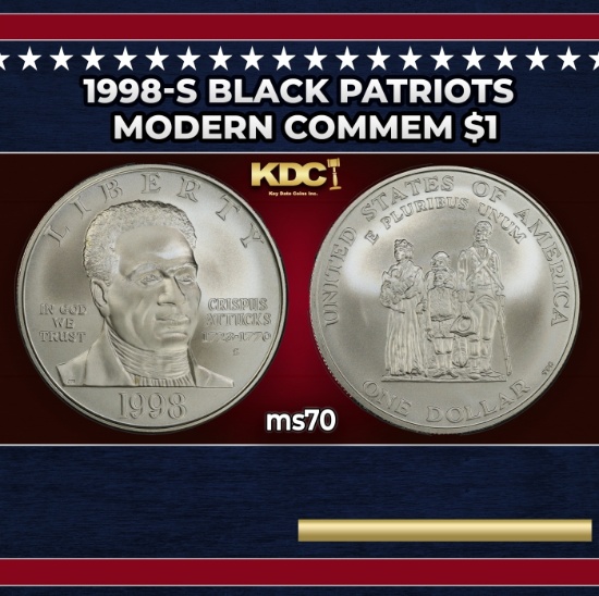 1998-s Black Patriots Modern Commem Dollar $1 ms70 SEGS