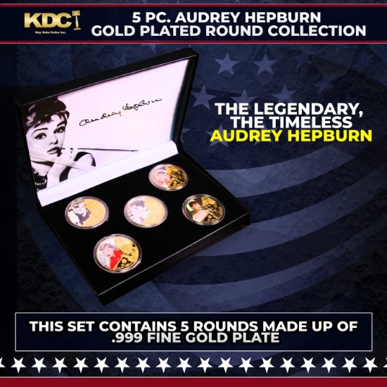 5 Coin Gold Plated the legendary, The timeless, Audrey Hepburn Set